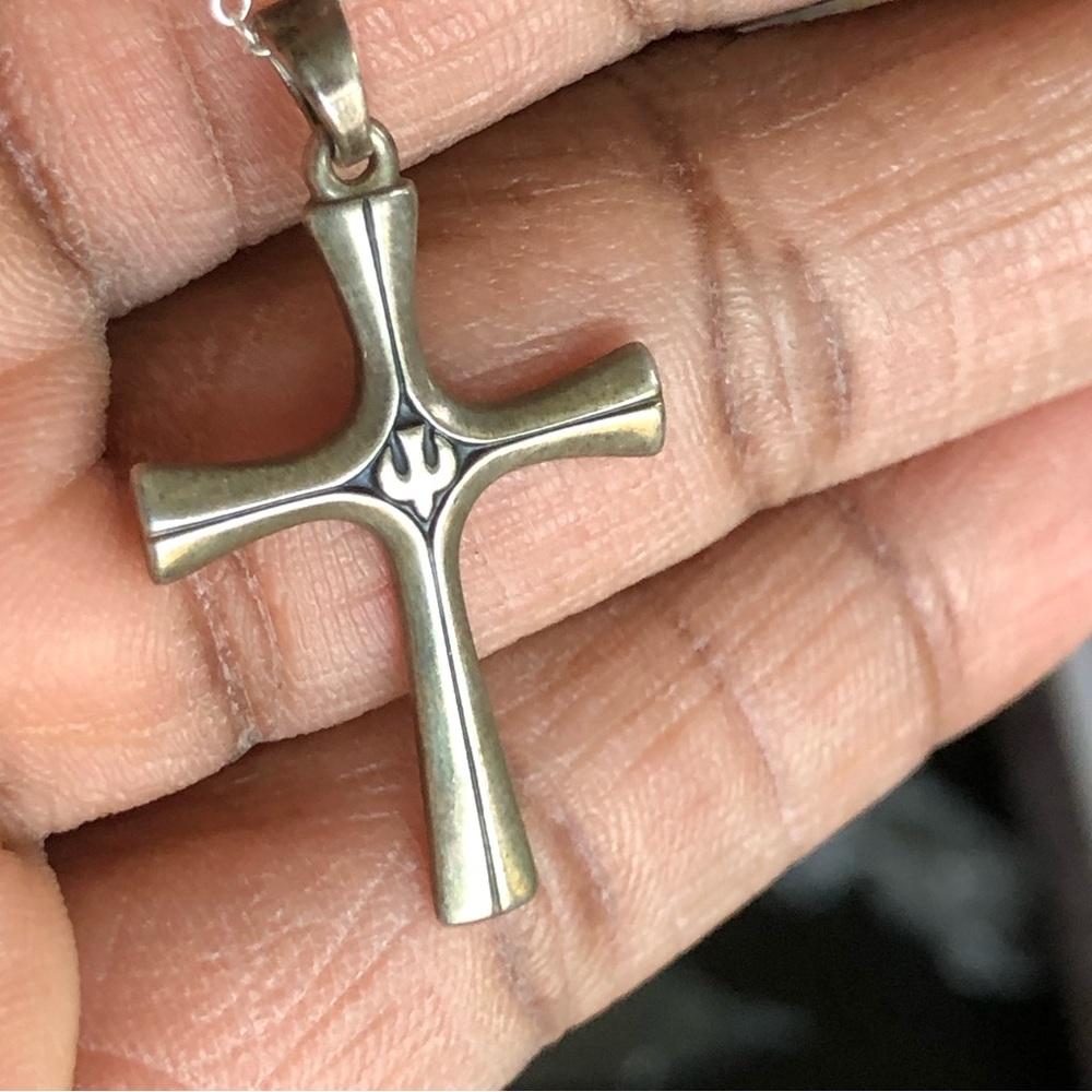 Retired James Avery Sterling Cross Pendant and Sterling Necklace